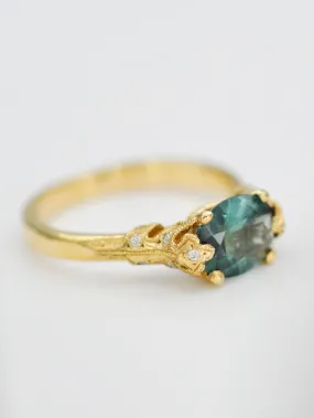 14K Bethany Leaf Ring - Green Tourmaline