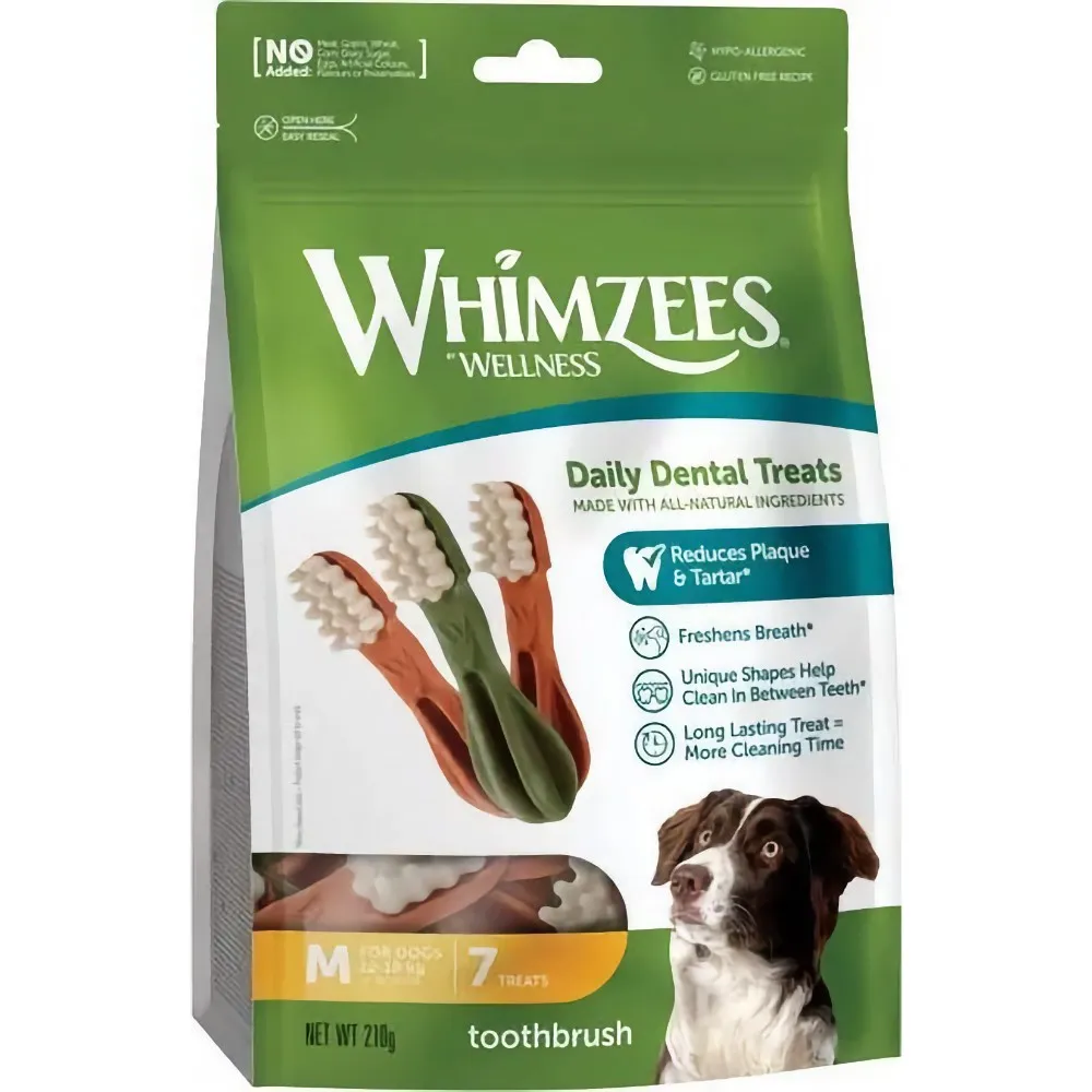 $2 OFF: Whimzees Toothbrush Grain-Free Dental Dog Treats Trial Pack 210g