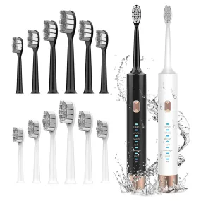 2 Sonic Electric Toothbrushes With 12 Heads