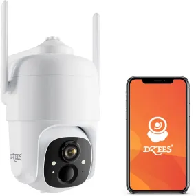 2K 360° PTZ Wireless Security Outdoor WiFi Camera with Siren Alarm Spotlight Dzees D3