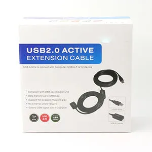 30Ft USB2.0 Active Extension/Repeater A-Male/A-Female