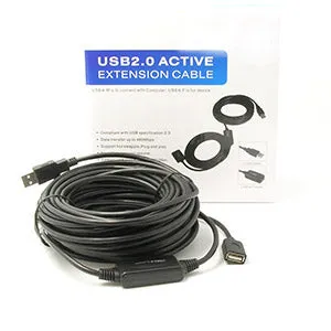 30Ft USB2.0 Active Extension/Repeater A-Male/A-Female