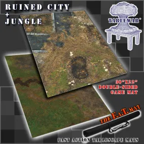 30x22" Dbl Sided 'Ruined City'   'Jungle' F.A.T. Mat Gaming Mat