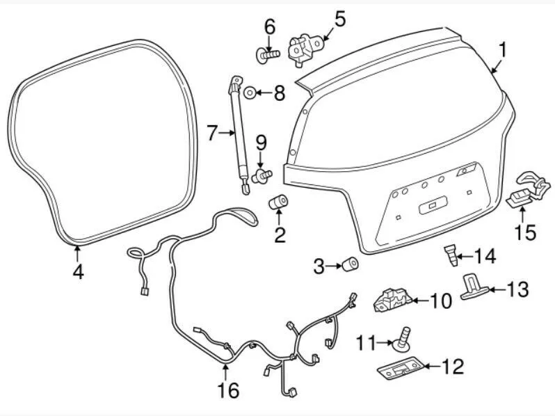 95377073 Rear Hatch Trunk Door Wire Harness with Camera 2014-16 Chevrolet Sonic