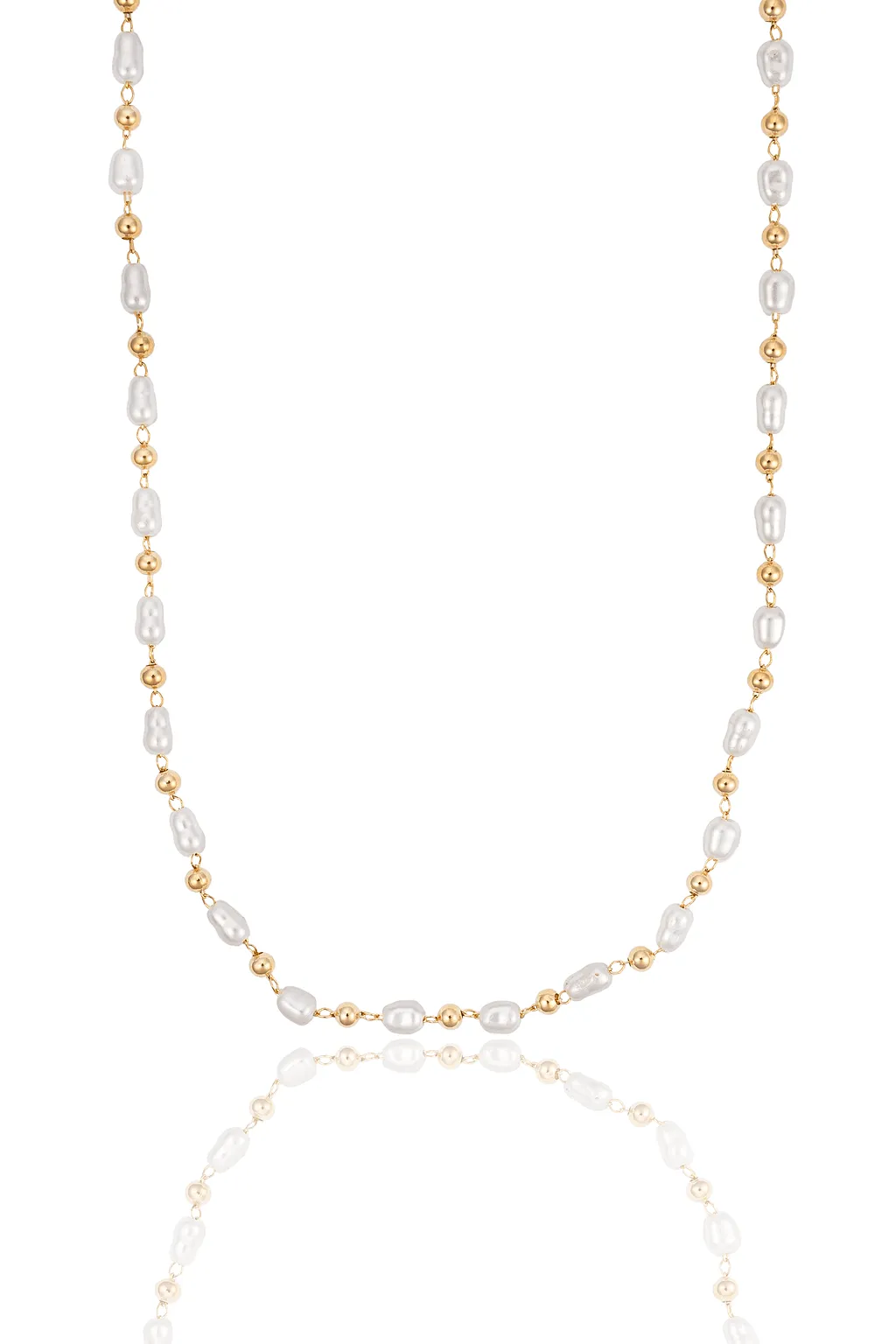 Abstract Pearl Bead Linked Necklace (F267/I569)