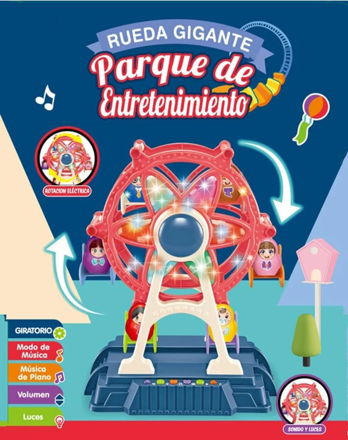 Amusement Park Rotating Ferris Wheel Toy with Music and LED Light