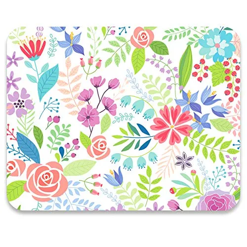 Anti-Slip Mouse Pad for Work or Gaming, Cute Colorful Flowers