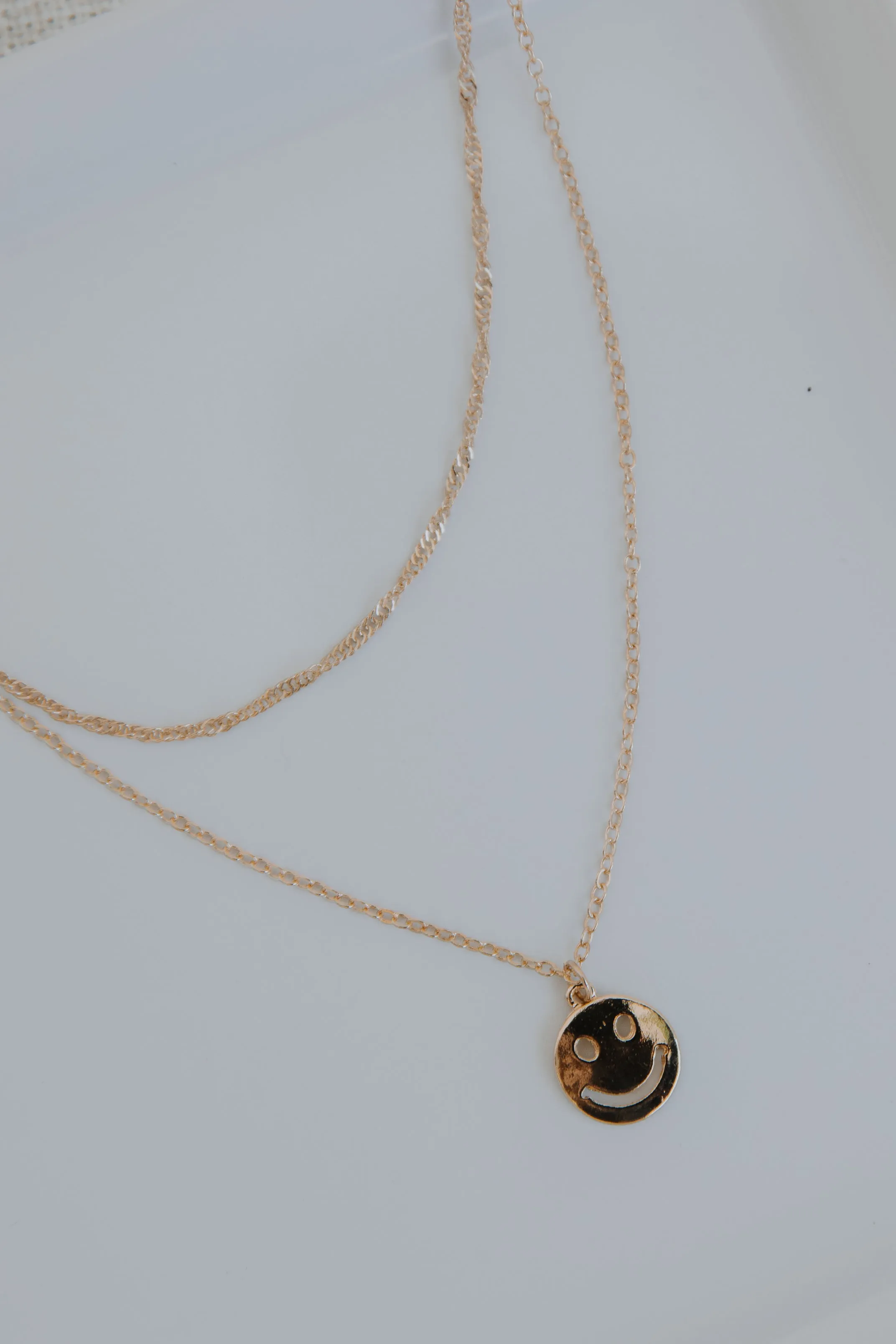 Ashton Gold Layered Smiley Face Necklace