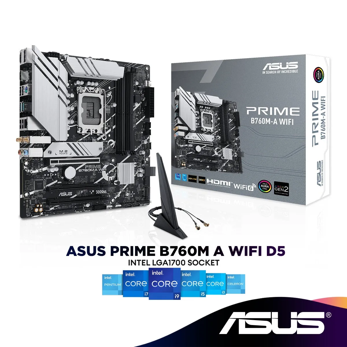 ASUS PRIME B760M-A WIFI D5 Wi-Fi 6 Micro ATX (mATX) Intel Motherboard | Intel LGA1700 Socket