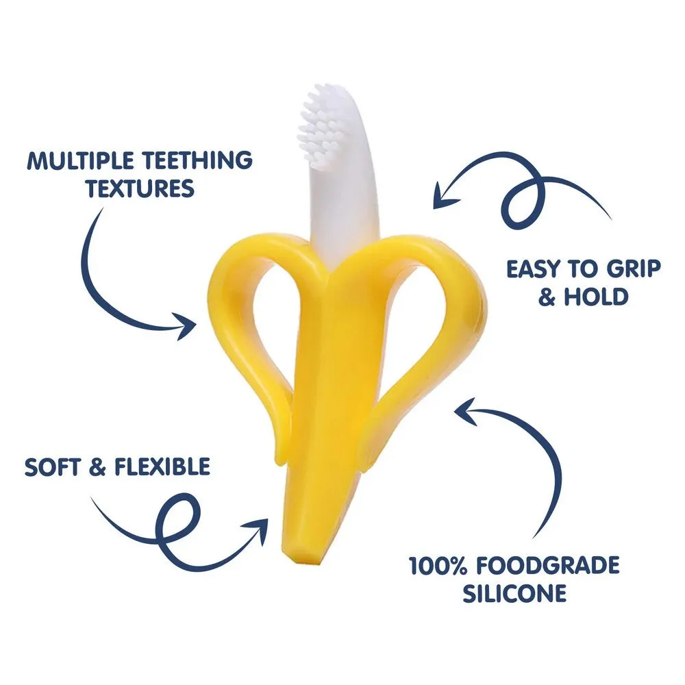 Banana Shape Easy Grip Silicone Toothbrush Cum Teether