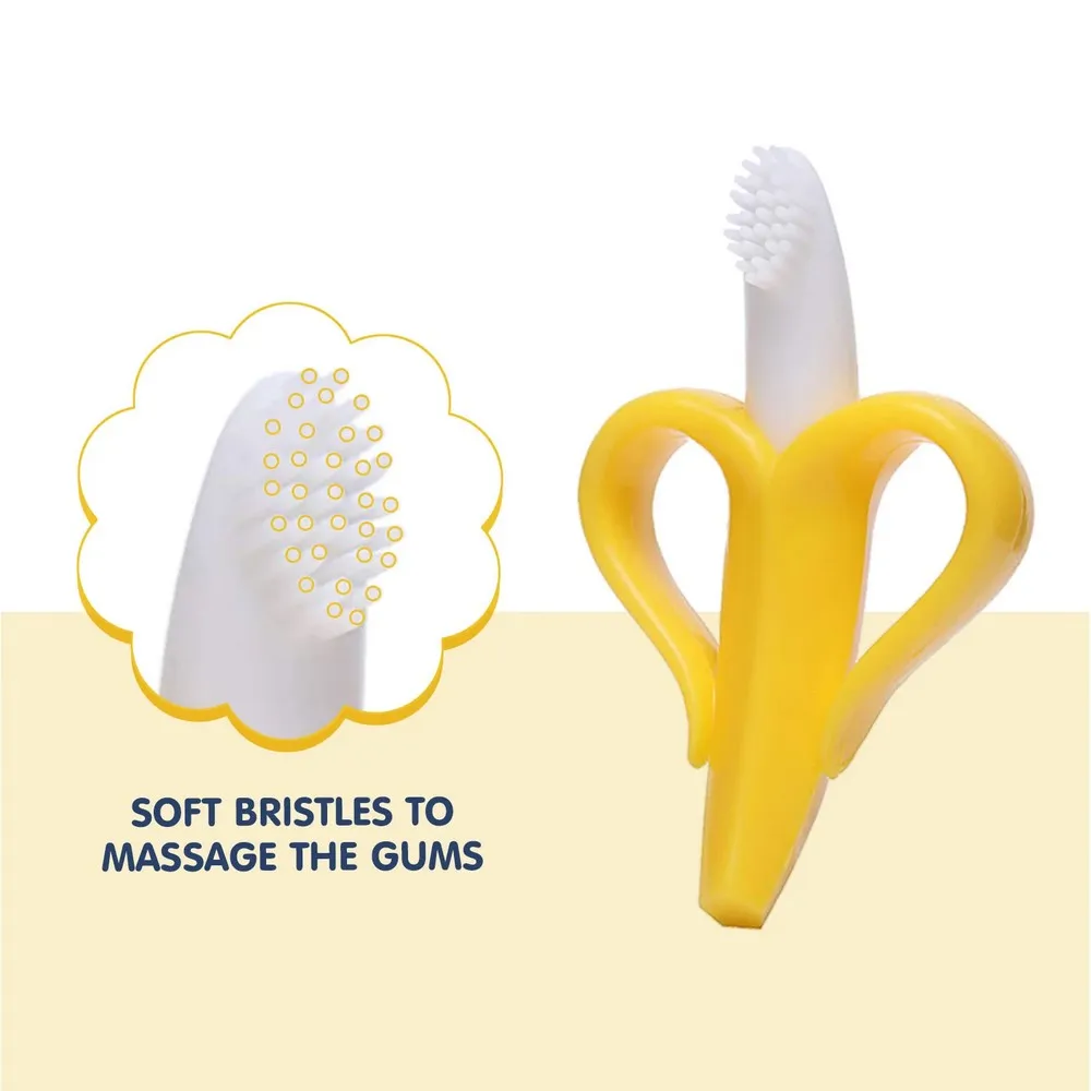 Banana Shape Easy Grip Silicone Toothbrush Cum Teether