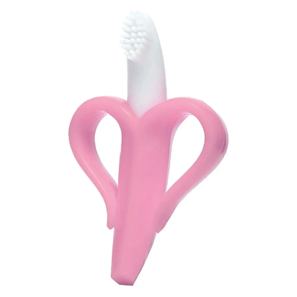 Banana Shape Easy Grip Silicone Toothbrush Cum Teether