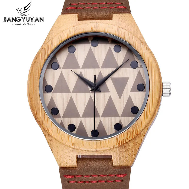 Best Bamboo 100% Natural Wooden Case Genuine Leather Strap Watches Men Fashion Retro Analog Quartz Men Watch Clock Gift relogio