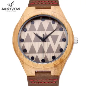 Best Bamboo 100% Natural Wooden Case Genuine Leather Strap Watches Men Fashion Retro Analog Quartz Men Watch Clock Gift relogio