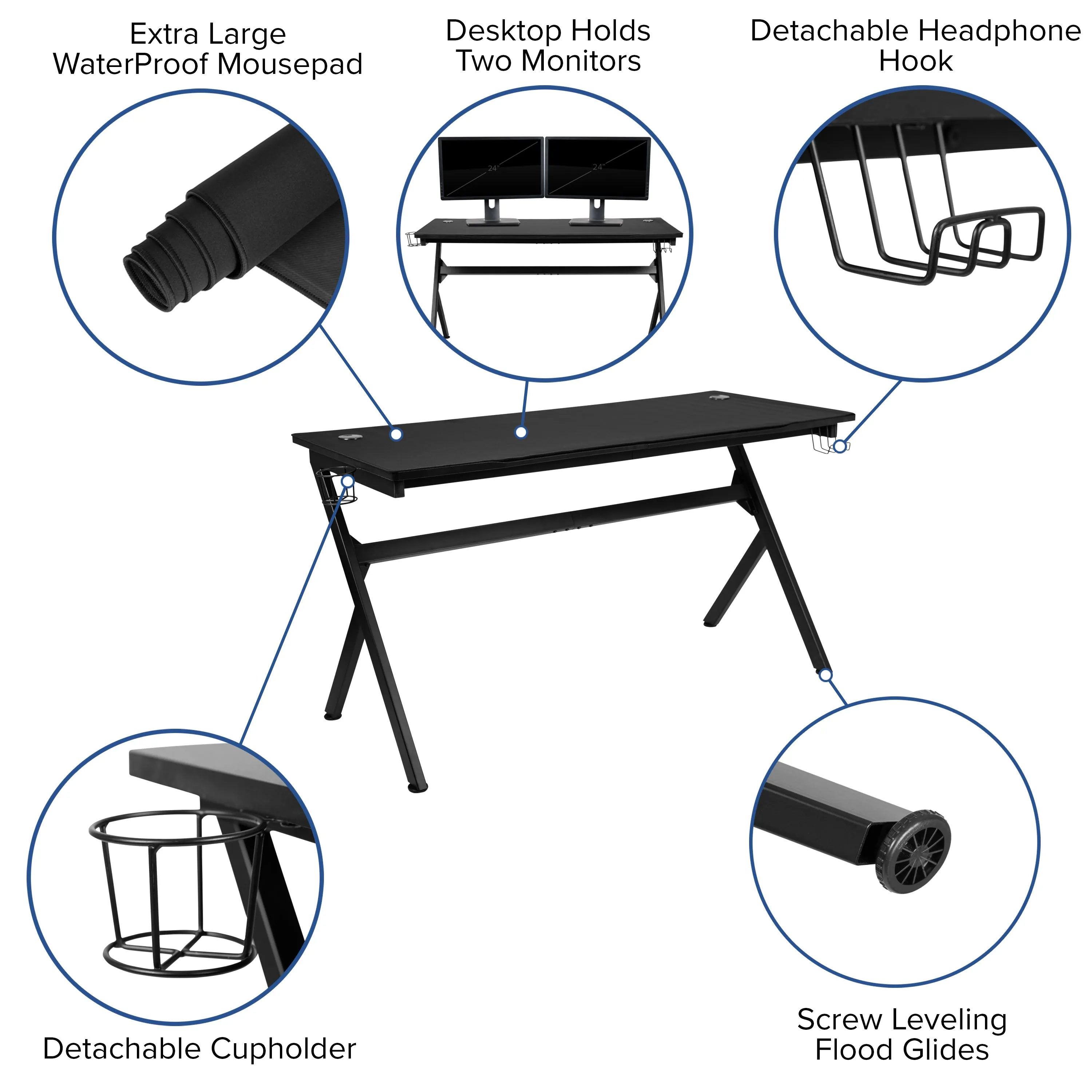 Black Gaming Desk & Chair Set BLN-X10D1904L-GN-GG