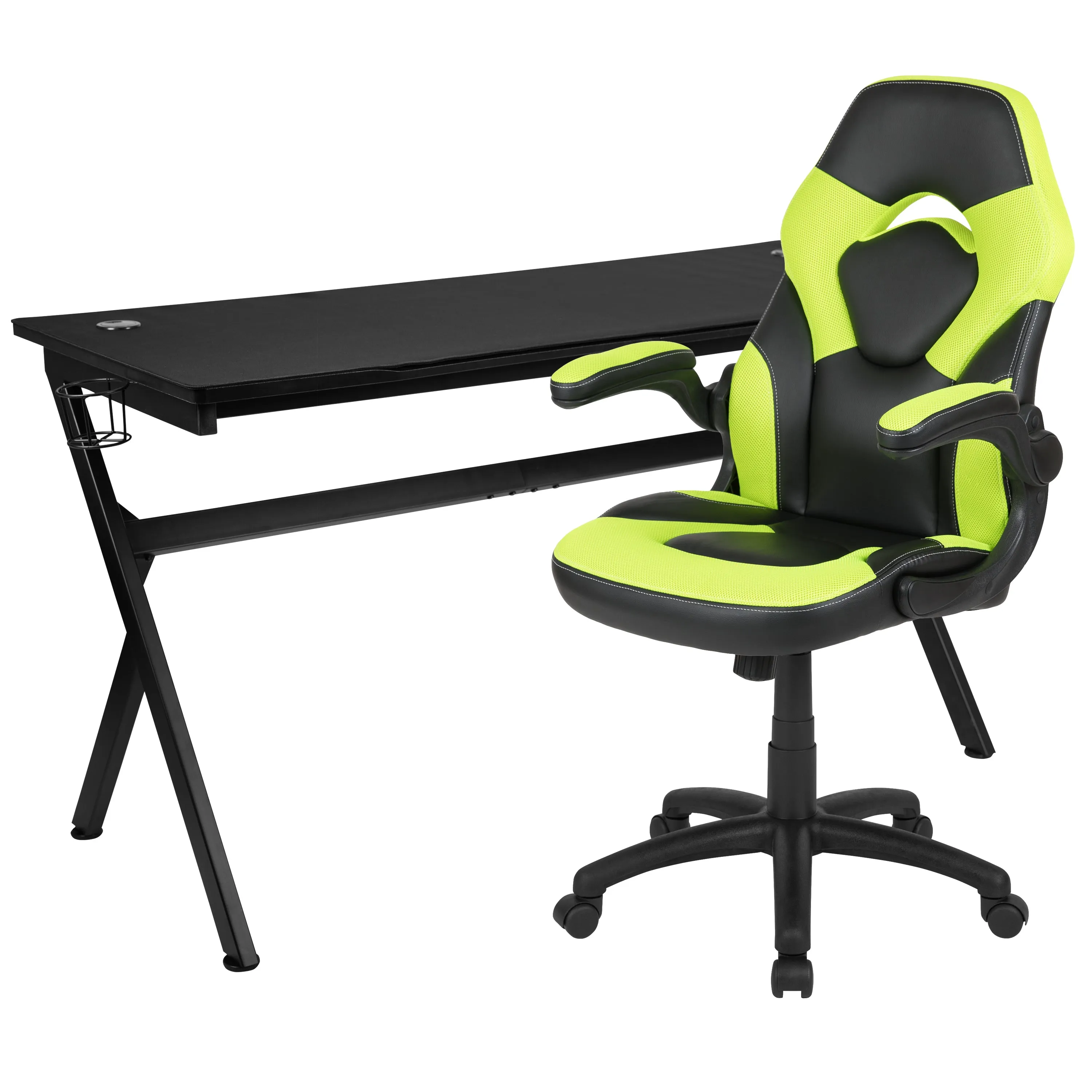 Black Gaming Desk & Chair Set BLN-X10D1904L-GN-GG