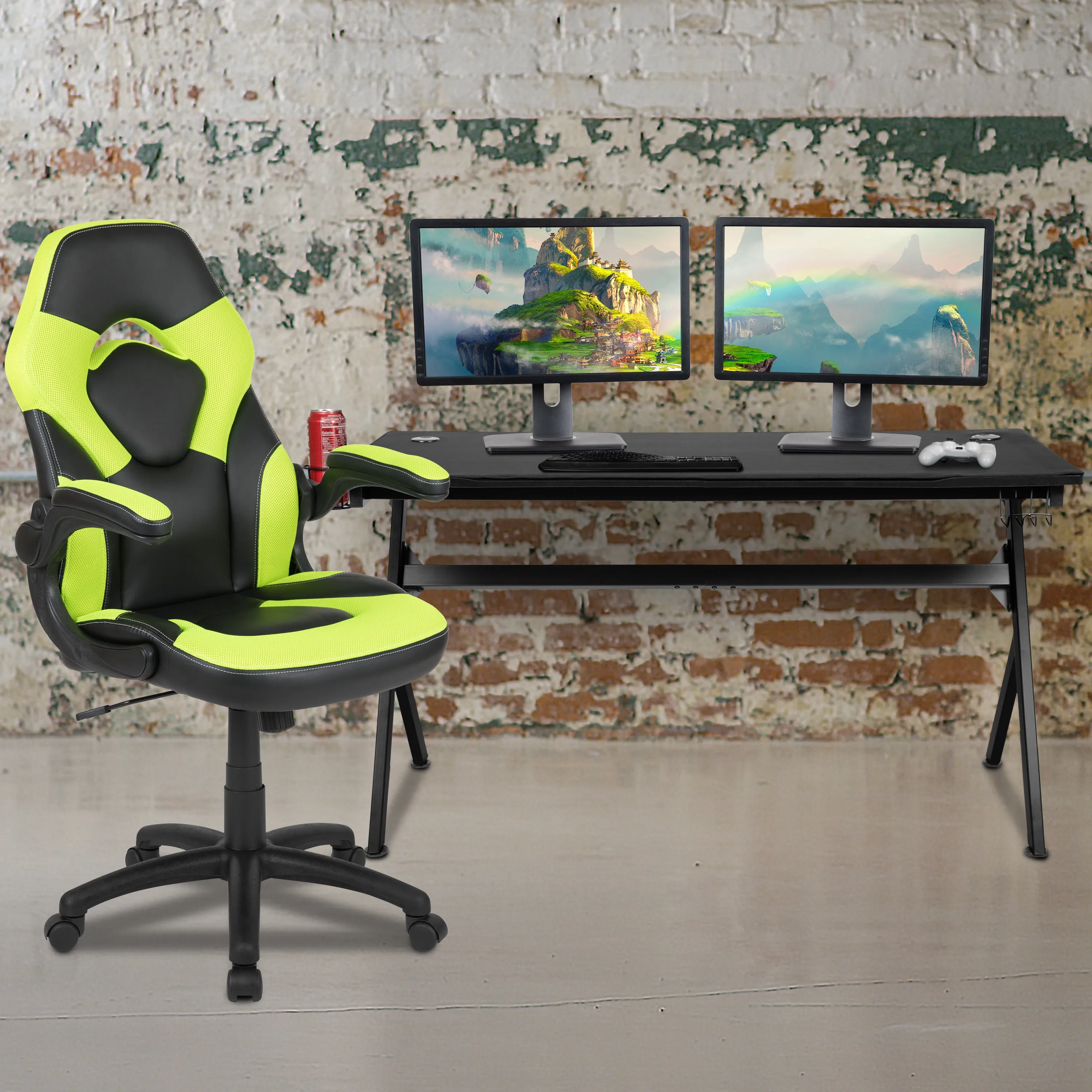 Black Gaming Desk & Chair Set BLN-X10D1904L-GN-GG