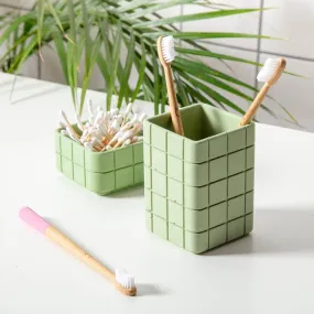 Block Design Handmade Eco Friendly Jesmonite Tile Pen Pot/Toothbrush Holder