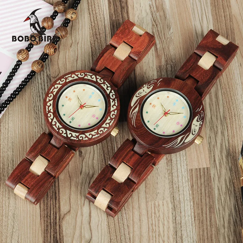 BOBO BIRD WP15 New Brand Design Seasons Colors Wooden Watches for Women Natural Element Wood Ladies Watch as Gift DropShipping