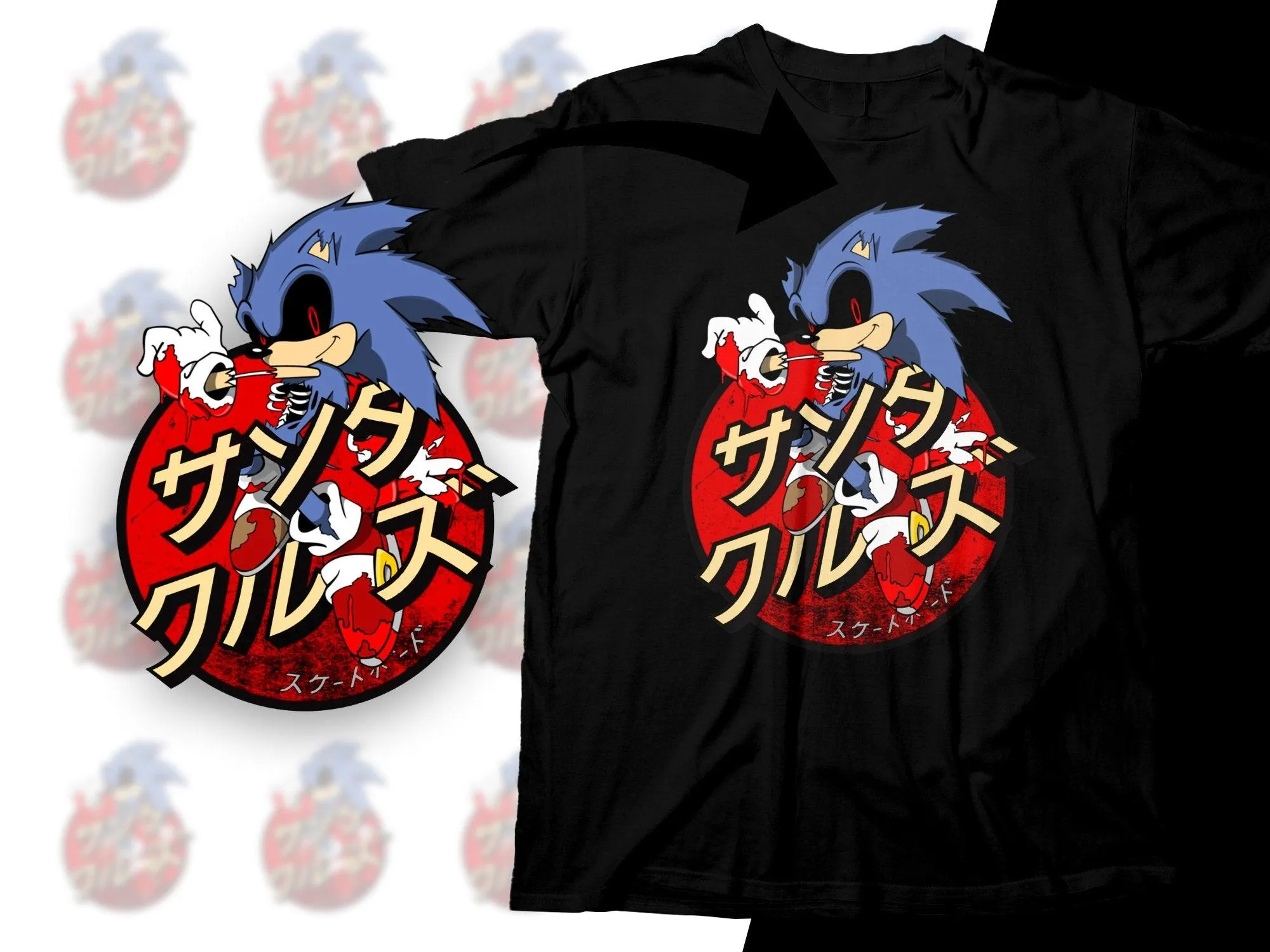 Bold Santa Red Japanese Sonic Design Png Digital Download