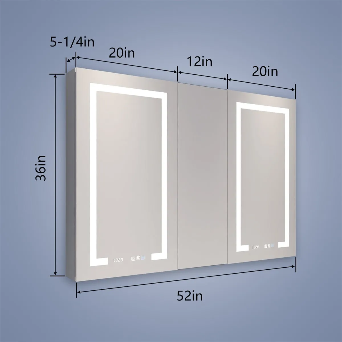 Boost-M2 52" W x 36" H Combination Medicine Cabinet with Mirror led Lighted Medicine Cabinet