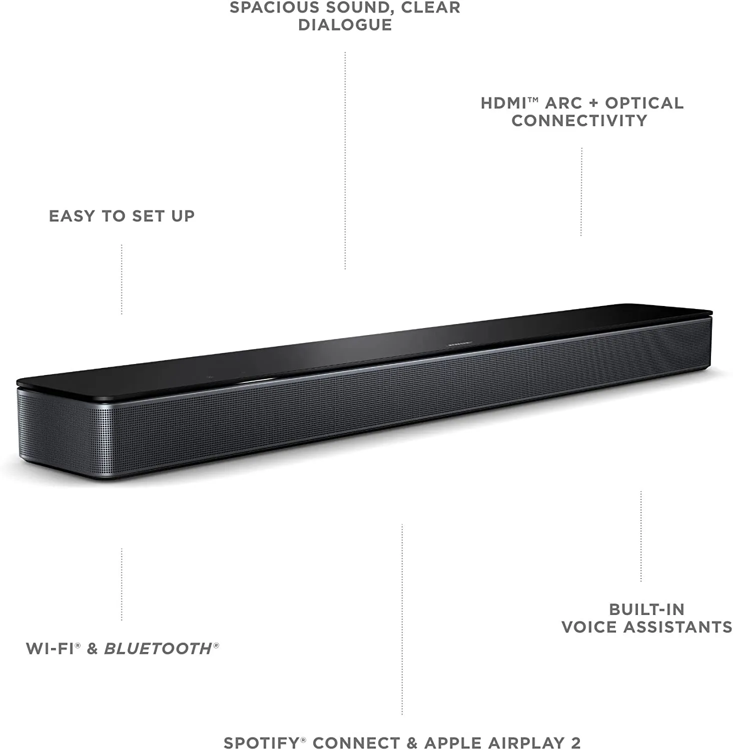 Bose Smart Soundbar 600 Dolby Atmos, Bluetooth connectivity, Black 873973-5100