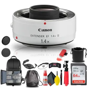 Canon Extender EF 1.4X III (4409B002)   BackPack   64GB Card   Lens Pouch   More