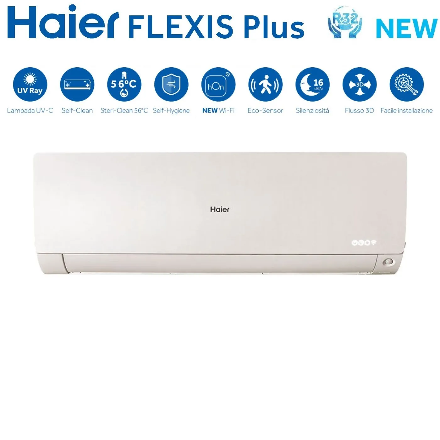 Climatizzatore Condizionatore Haier Dual Split Inverter serie FLEXIS PLUS WHITE 15 15 con 2U50S2SM1FA R-32 Wi-Fi Integrato Colore Bianco 15000 15000