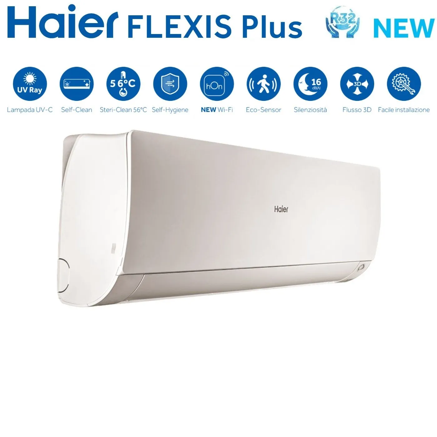 Climatizzatore Condizionatore Haier Dual Split Inverter serie FLEXIS PLUS WHITE 15 15 con 2U50S2SM1FA R-32 Wi-Fi Integrato Colore Bianco 15000 15000