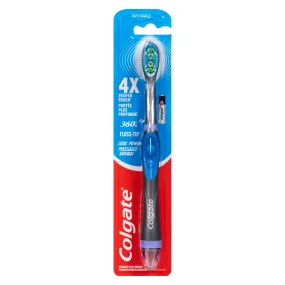 Colgate 360  Floss-Tip Sonic Powered Toothbrush with Battery, White and Blue