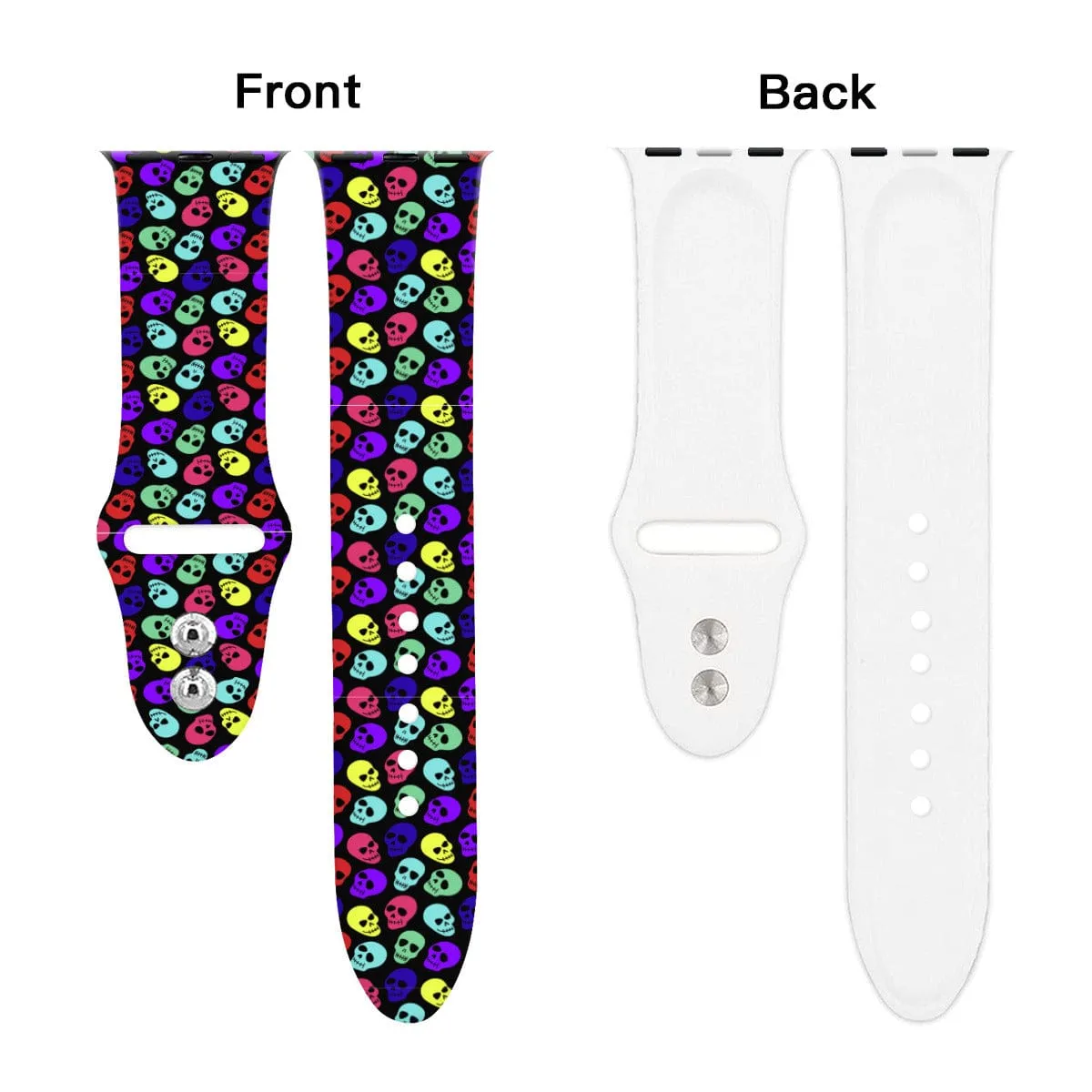 Colorful Skulls Apple Double Buckle Silicone Strap