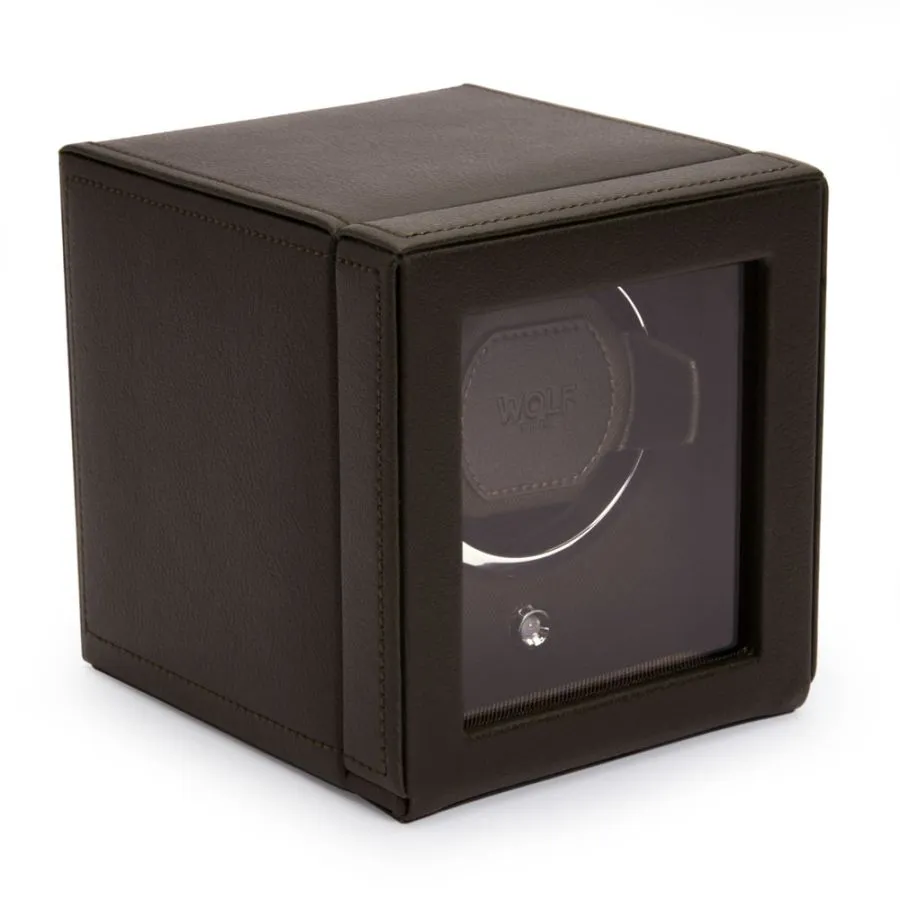 Cub Single Watch Winder with Cover in Brown