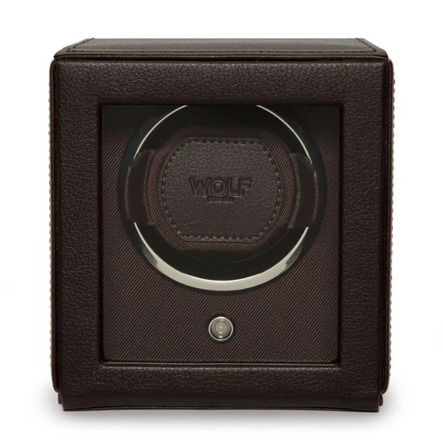 Cub Single Watch Winder with Cover in Brown