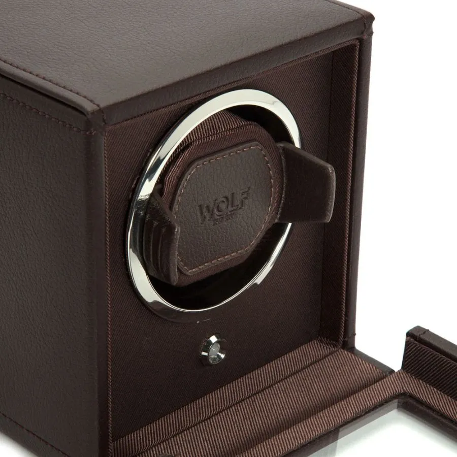 Cub Single Watch Winder with Cover in Brown