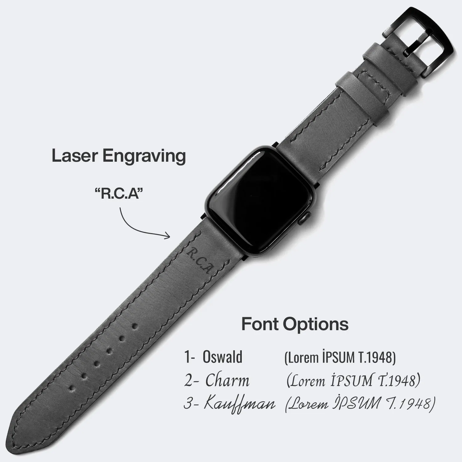 Custom Made Apple Watch Strap - Black