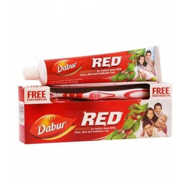 DABUR RED AYURVEDIC TOOTHPASTE WITH FREE BRUSH 200GM