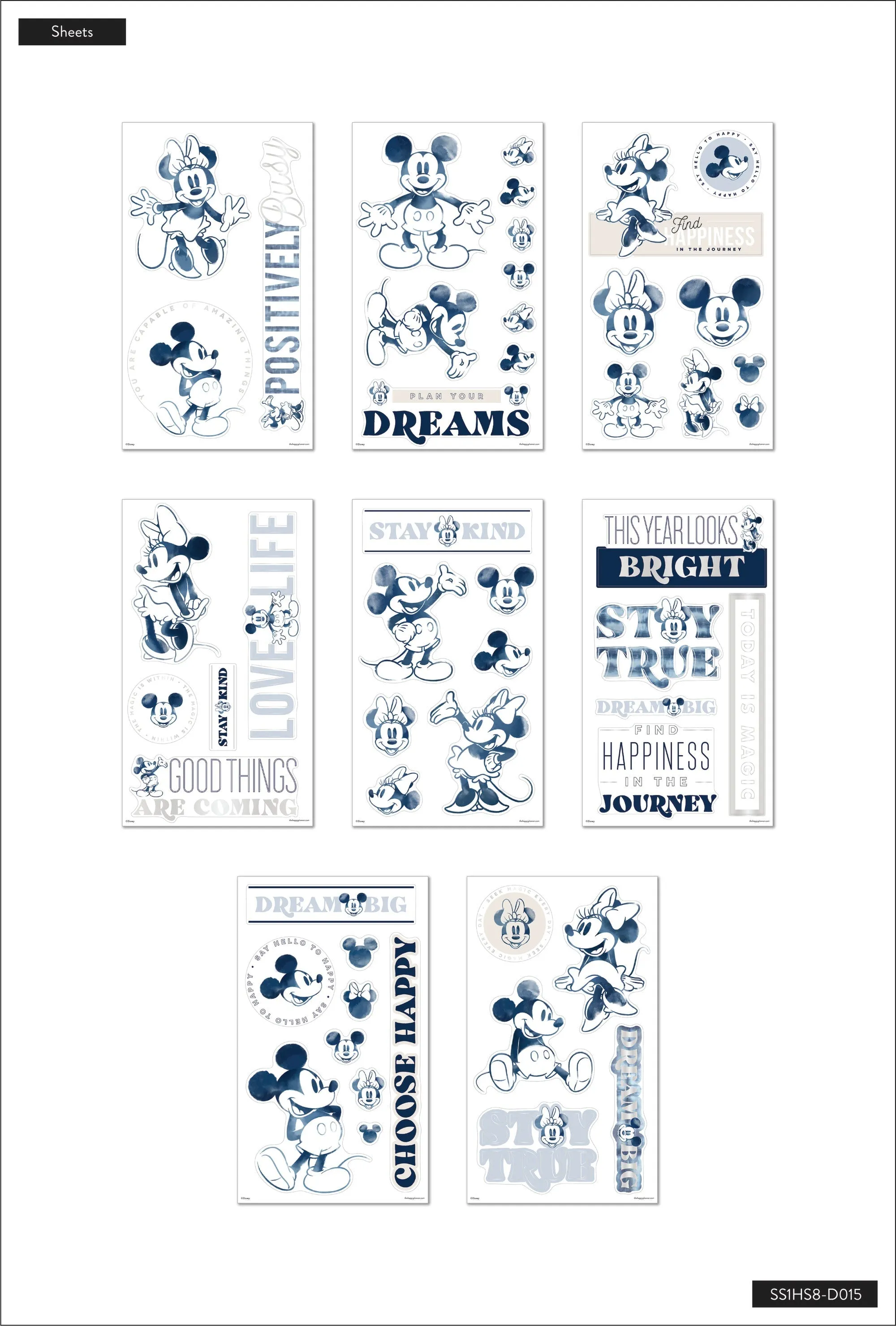 Disney© Mickey Mouse & Minnie Mouse Indigo Large Icons Stickers