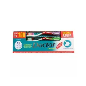 DOCTOR FLORIDE TOOTH PASTE BIG WITH DOUBLE BRUSH PACK 220GM