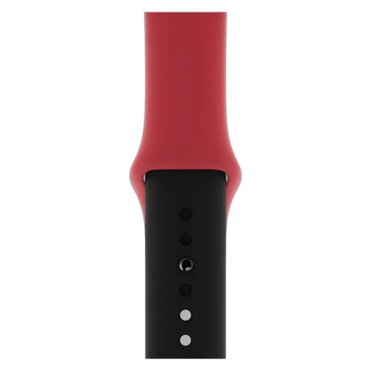 Double Colors Silicone Watch Band for Apple Watch Series 3 & 2 & 1 42mm(Red   Black)