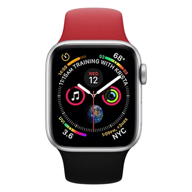 Double Colors Silicone Watch Band for Apple Watch Series 3 & 2 & 1 42mm(Red   Black)