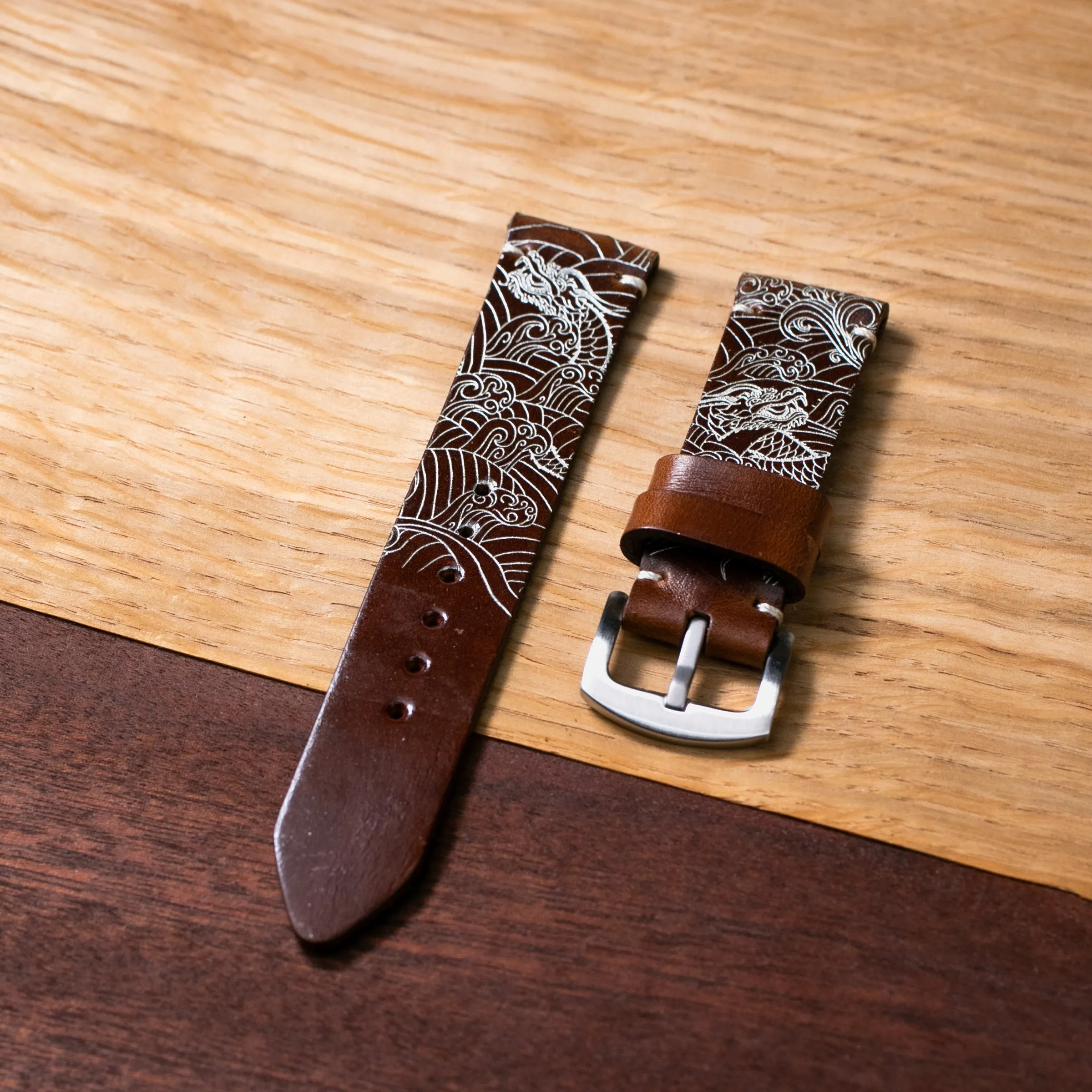 Dragon - Leather Watch Strap - Antique Brown