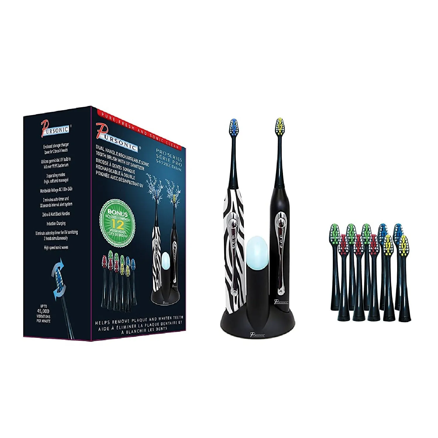 Dual Handle Sonic Toothbrush with UV Sanitizer