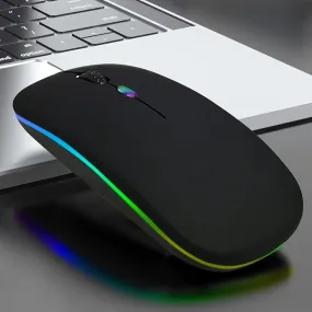 Dual-mode Wireless Mouse Mute Office Colorful RGB Backlight Battery Model Wireless Mouse.