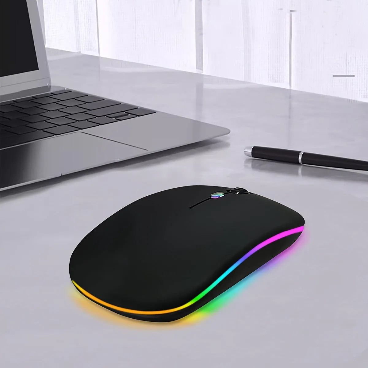 Dual-mode Wireless Mouse Mute Office Colorful RGB Backlight Battery Model Wireless Mouse.