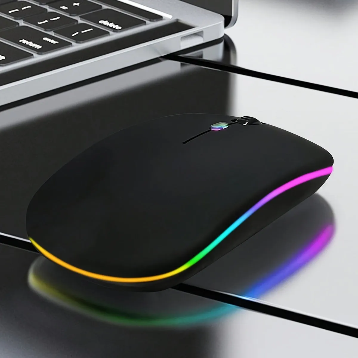 Dual-mode Wireless Mouse Mute Office Colorful RGB Backlight Battery Model Wireless Mouse.