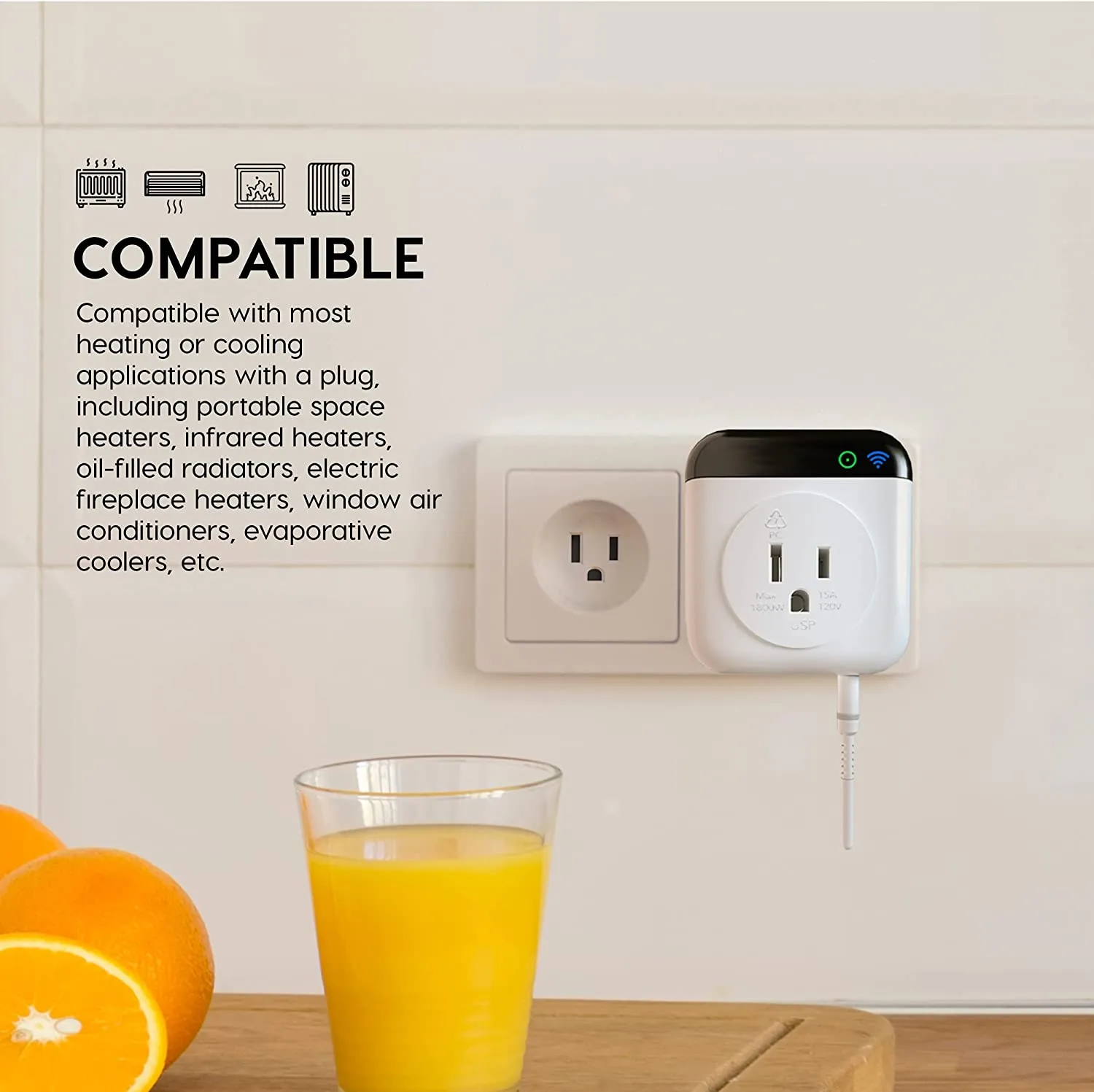 EconoHome WiFi Thermostat Plug Outlet with App Controller, Programmable