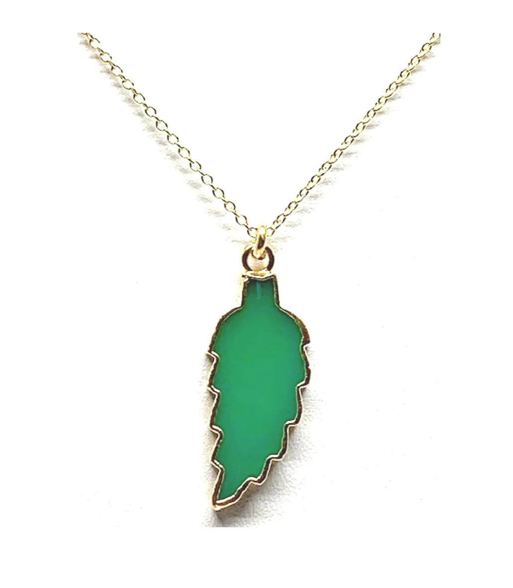 Electroformed Semi Precious Leaves Necklace: Chalcedony (NGCP79CH)