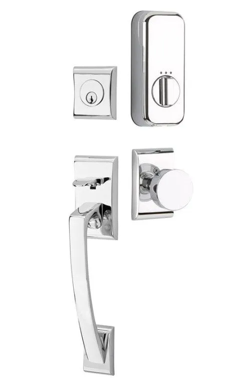 Emtek Single Cylinder Ares Handleset EMPowered Motorized Smart Lock Upgrade With Diamond Glass Knob