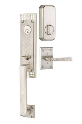 Emtek Single Cylinder Arts & Crafts Handleset EMPowered Motorized Smart Lock Upgrade With Select T-Bar Faceted Lever