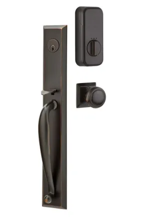 Emtek Single Cylinder Jefferson Handleset EMPowered Motorized Smart Lock Upgrade With Dumont Lever